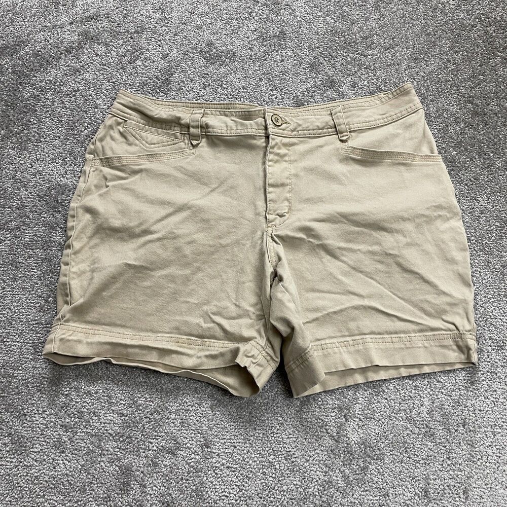 Lee Platinum Label Shorts Womens Petite 14 W36 Brown High Rise Chino Casual